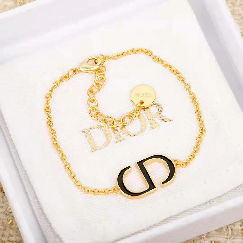 Dior Petit CD Bracelet Gold-Finish Metal and Black Lacquer for Women Dior Petit CD Bracelet Gold-Finish Metal and Black Lacquer for Women