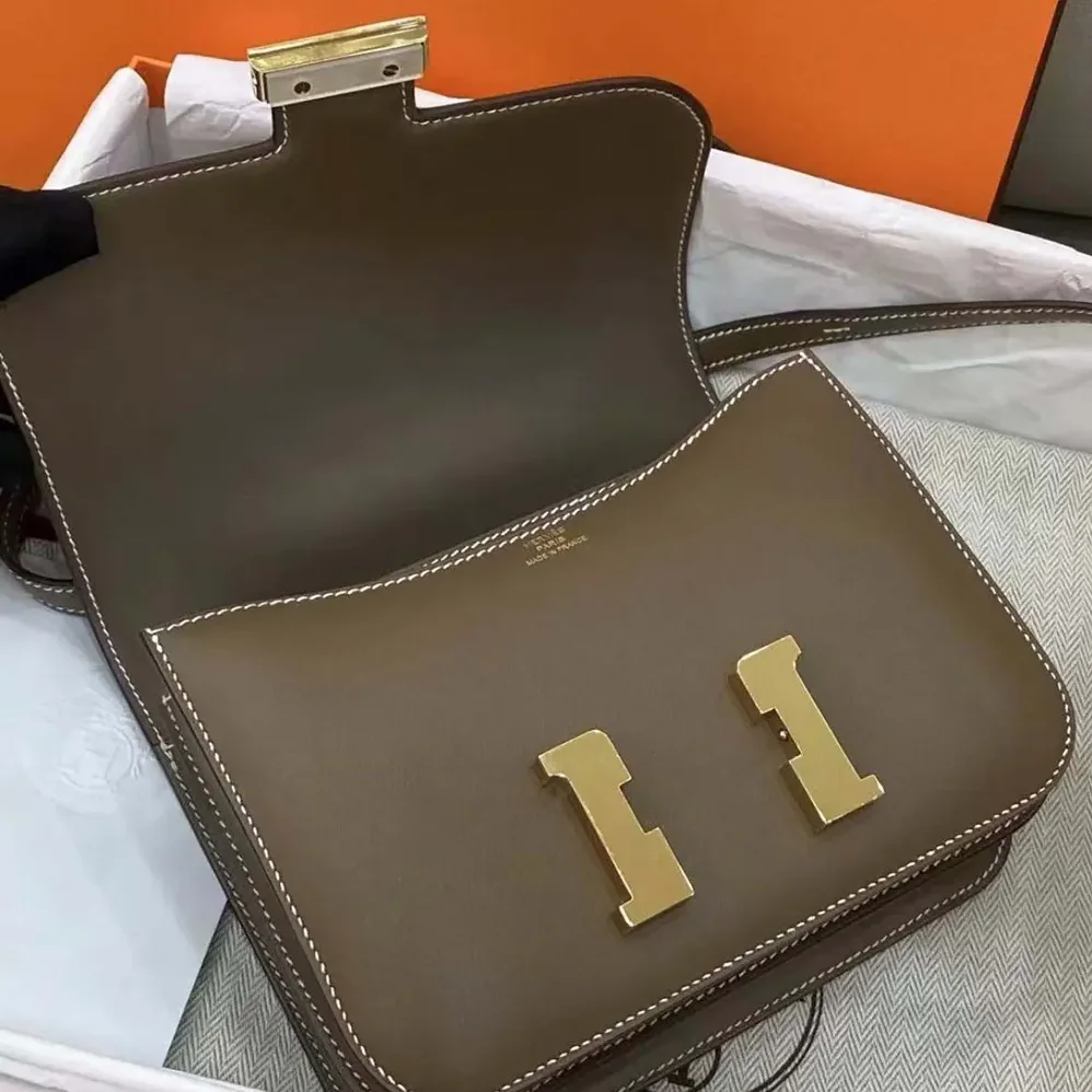 Hermes Constance 24 Bag Box Leather for Women in Gray/Gold Hermes Constance 24 Bag Box Leather for Women in Gray/Gold