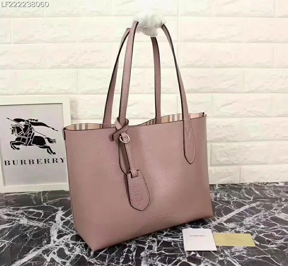 Burberry Embossed Leather Tote for Women in Pink