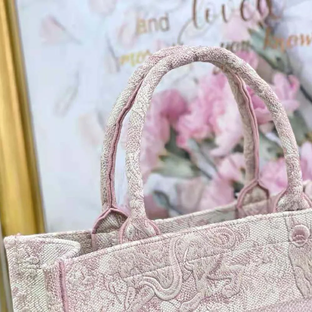 Dior Small Dior Book Tote Toile de Jouy Embroidery for Women in Pink