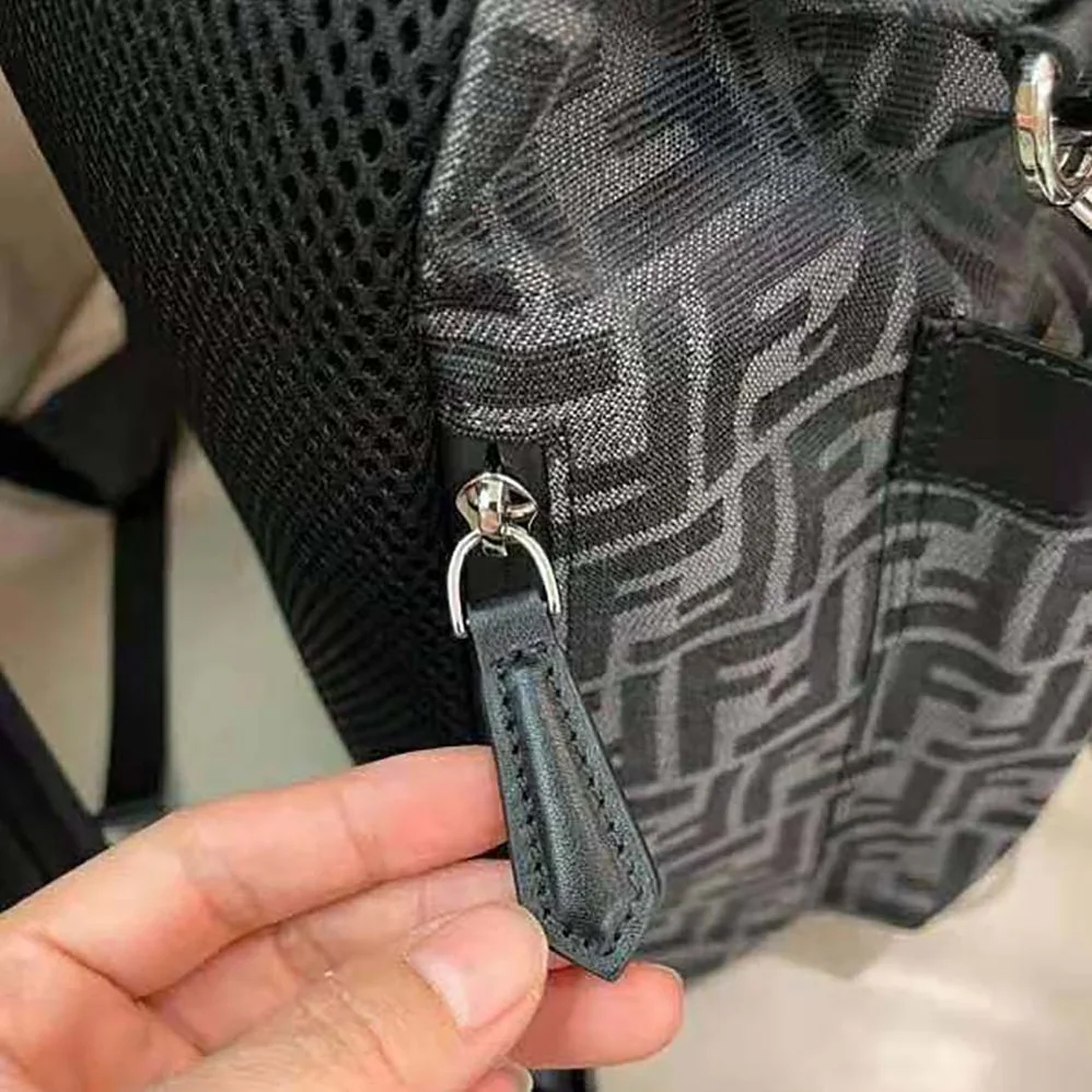 Fendi Strike Large FF Jacquard Fabric Backpack for Men in Gray