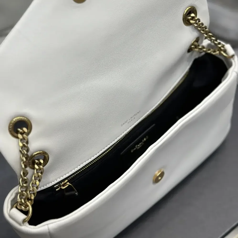 Saint Laurent YSL Calypso in Plunged Lambskin for Women in White