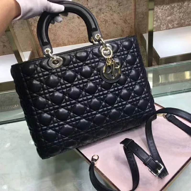 Dior Lady Dior Lambskin Tote Bag for Women in Black Dior Lady Dior Lambskin Tote Bag for Women in Black