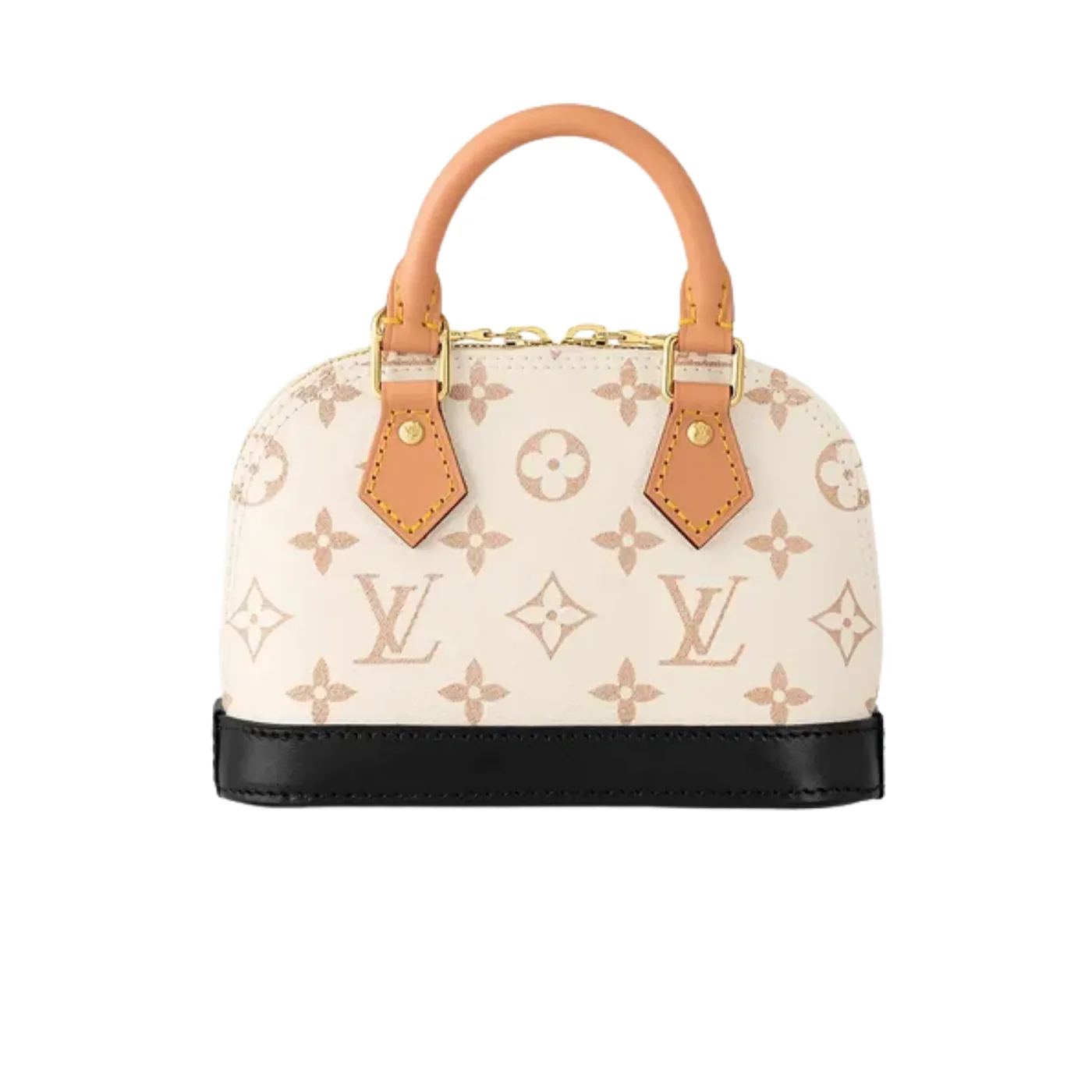 Louis Vuitton Nano Alma Top Handle Bag in White/ Brown Gold Hardware