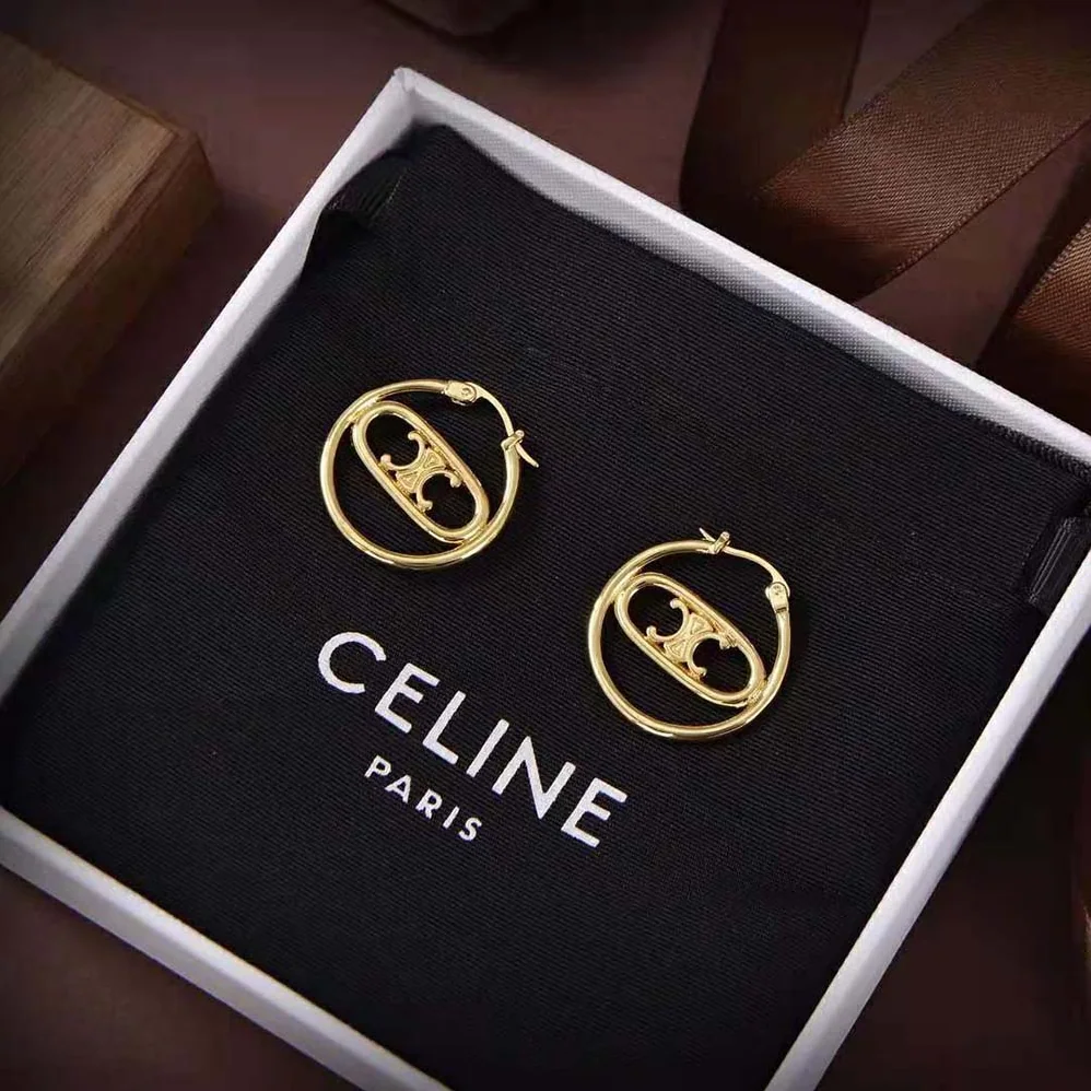 Celine Maillon Triomphe Bold Hoops in Brass with Gold Finish for Women Celine Maillon Triomphe Bold Hoops in Brass with Gold Finish for Women