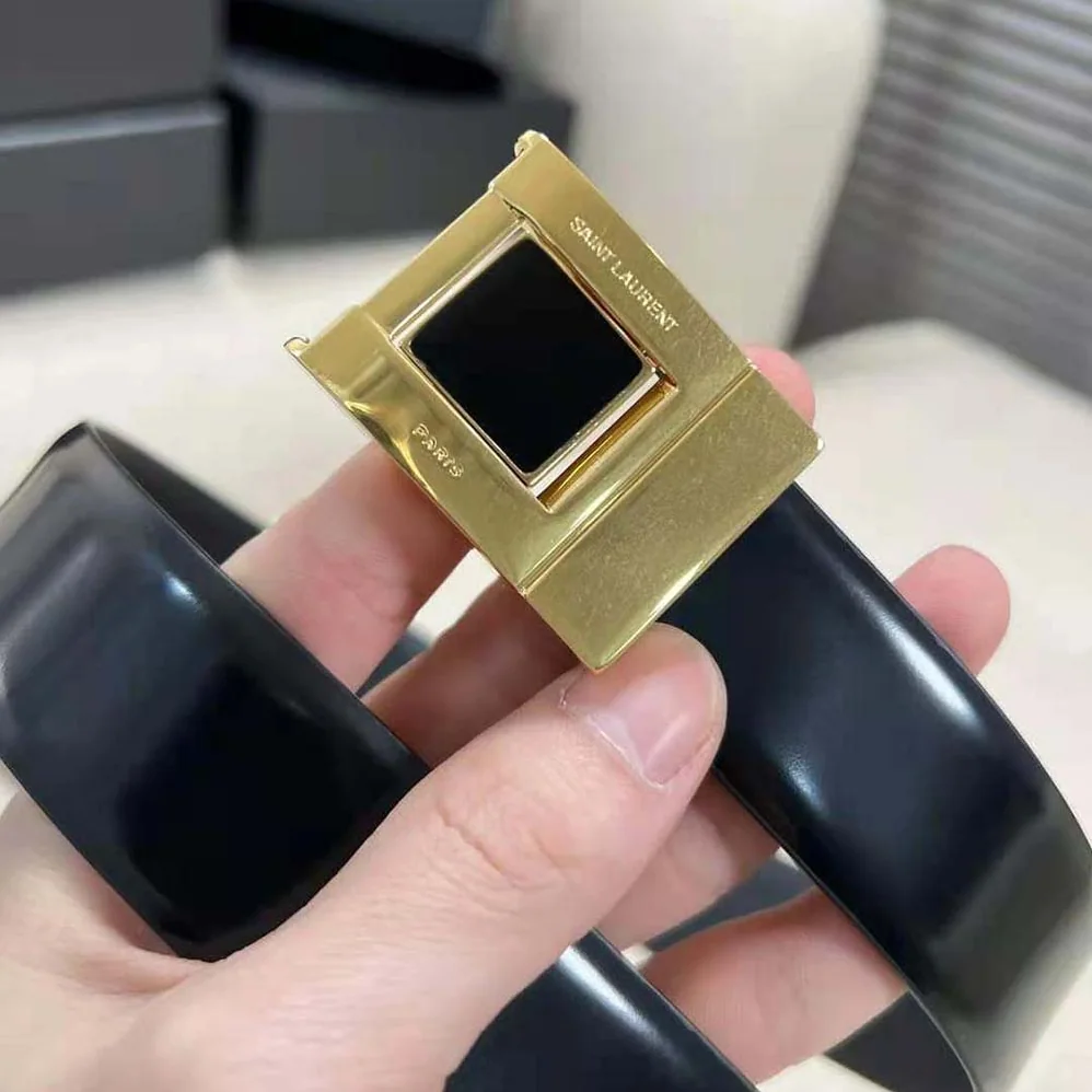 Saint Laurent YSL La 76 Buckle Belt in Brushed Leather and Enamel for Women Saint Laurent YSL La 76 Buckle Belt in Brushed Leather and Enamel for Women
