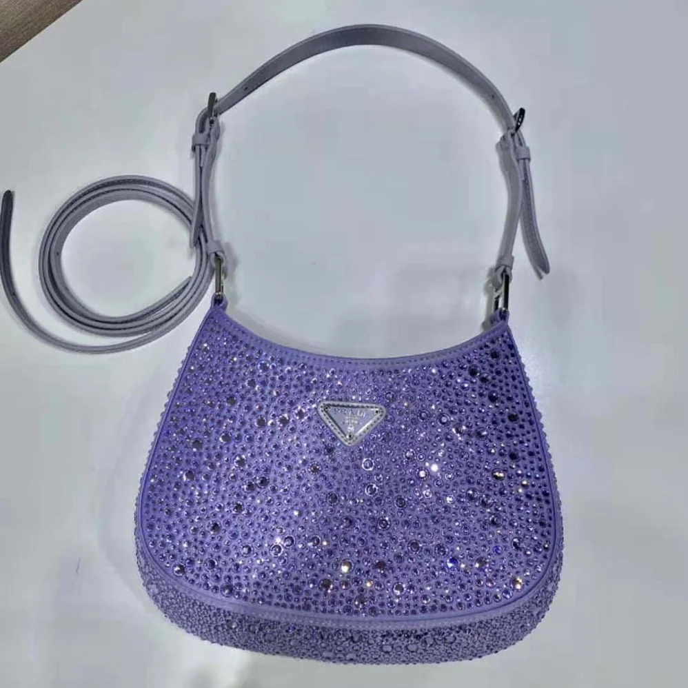 Prada Cleo Satin Bag with Appliques for Women in Purple