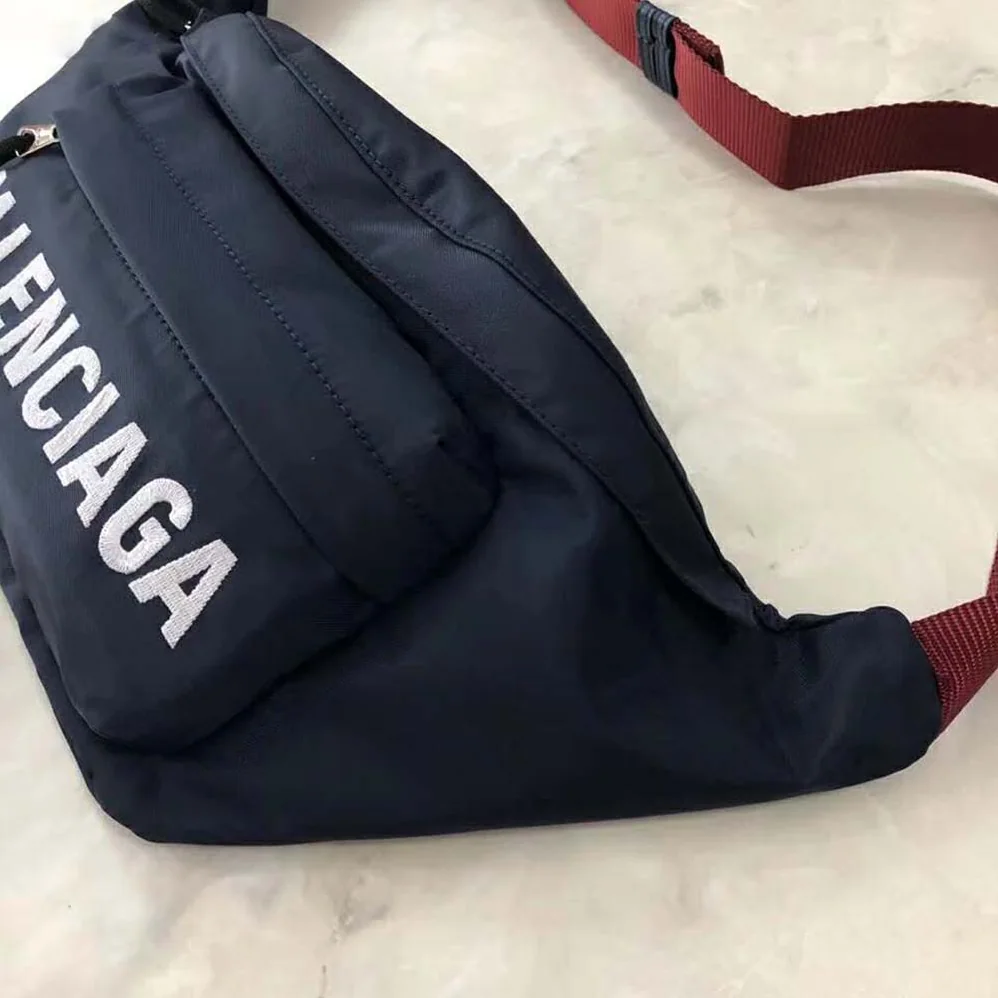 Balenciaga Wheel Beltpack in Navy Nylon and Balenciaga Embroidered for Women
