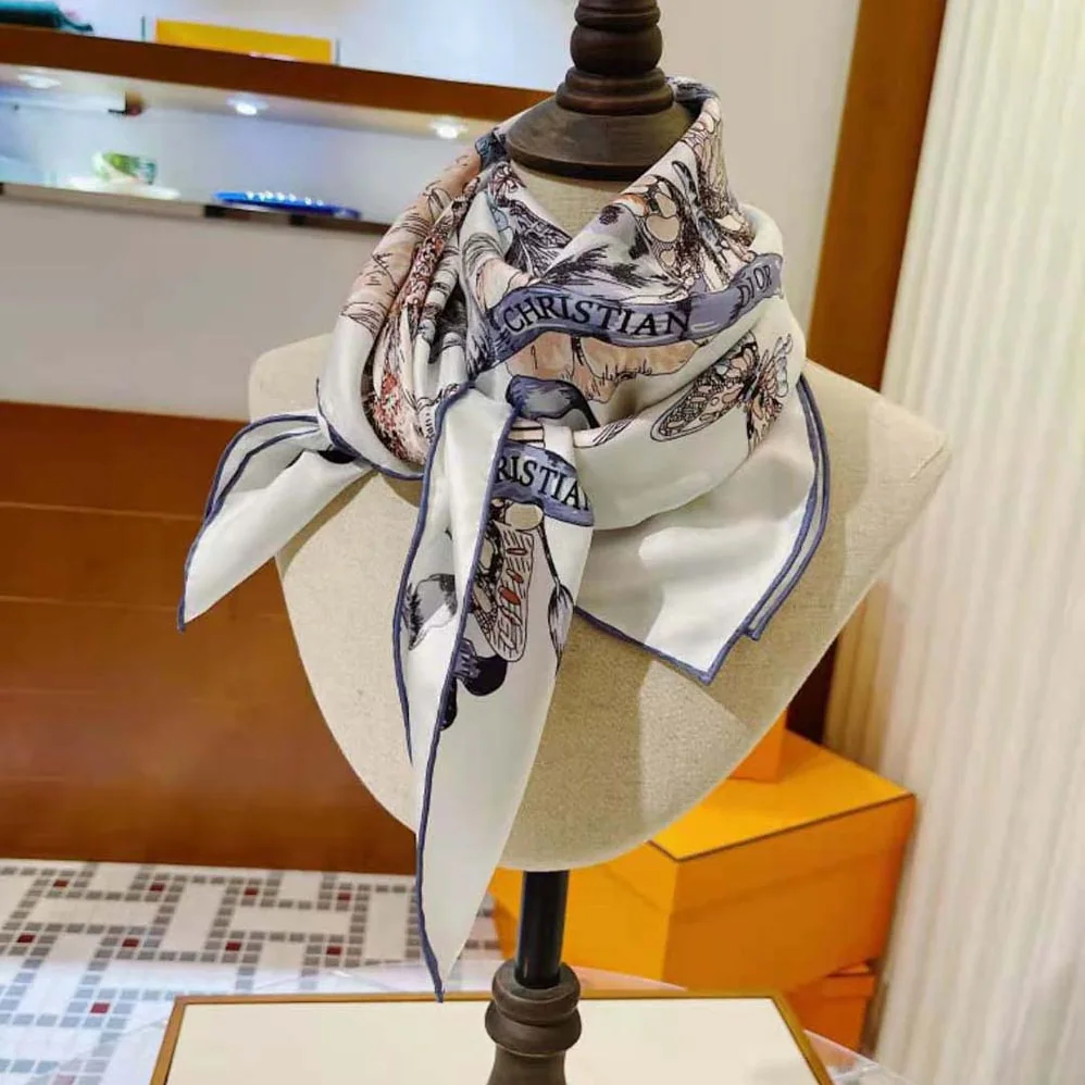 Hermes Sous L Egide De Mars Wash Scarf 90 for Women in Silver Hermes Sous L Egide De Mars Wash Scarf 90 for Women in Silver