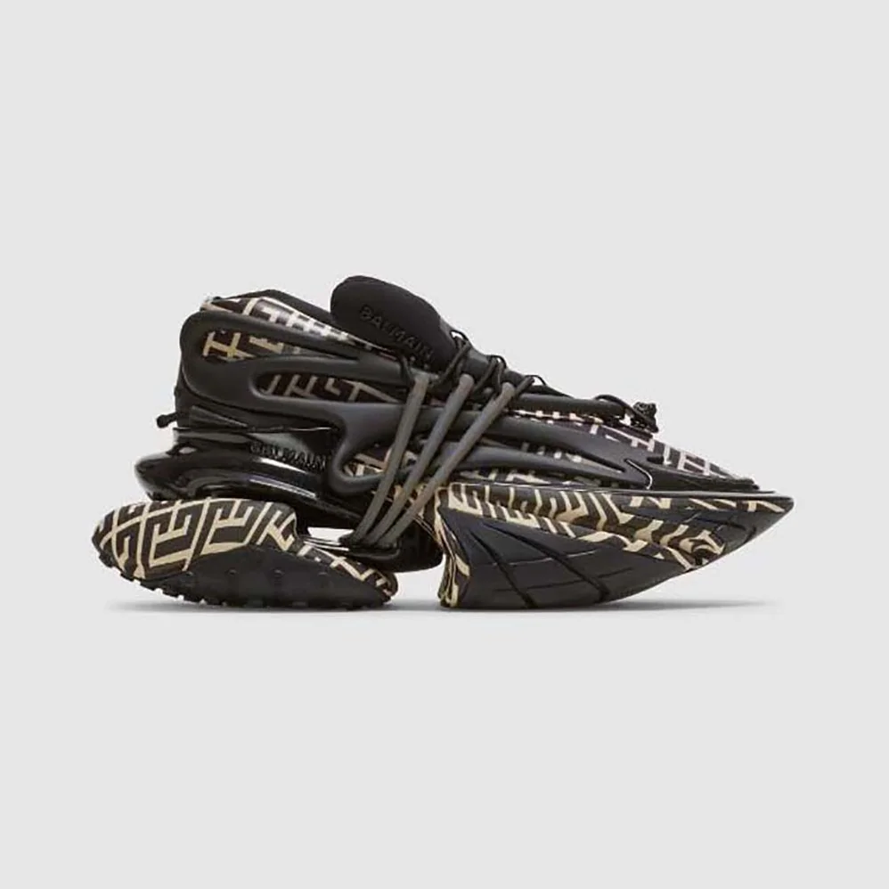 Balmain Neoprene and Calfskin Unicorn Low-Top Sneakers for Unisex in Black Balmain Neoprene and Calfskin Unicorn Low-Top Sneakers for Unisex in Black