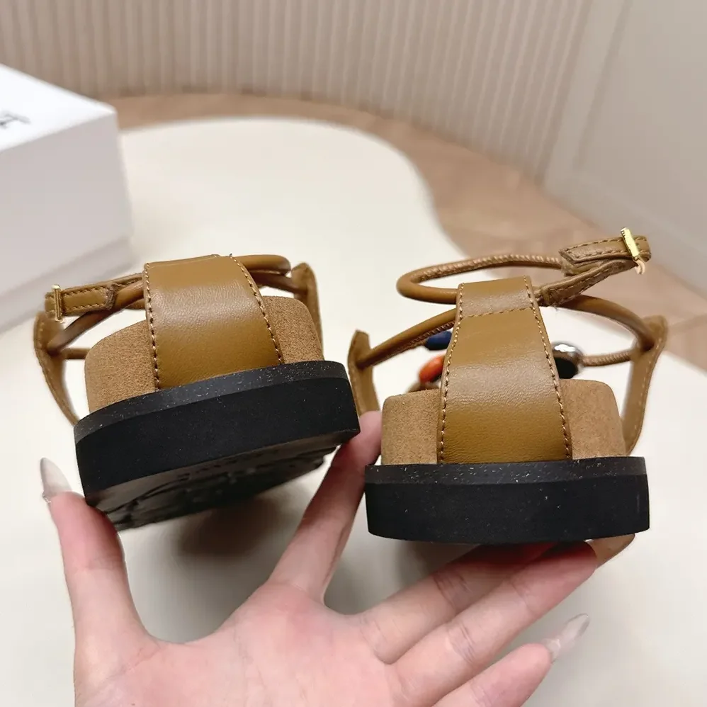 Loewe Pebble Beads Fussbett Sandal in Nappa Lambskin for Women in Camel Loewe Pebble Beads Fussbett Sandal in Nappa Lambskin for Women in Camel