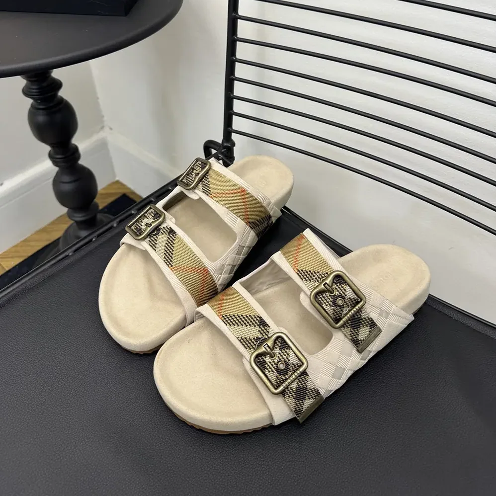 Burberry Check Suede Urchin Sandals for Unisex