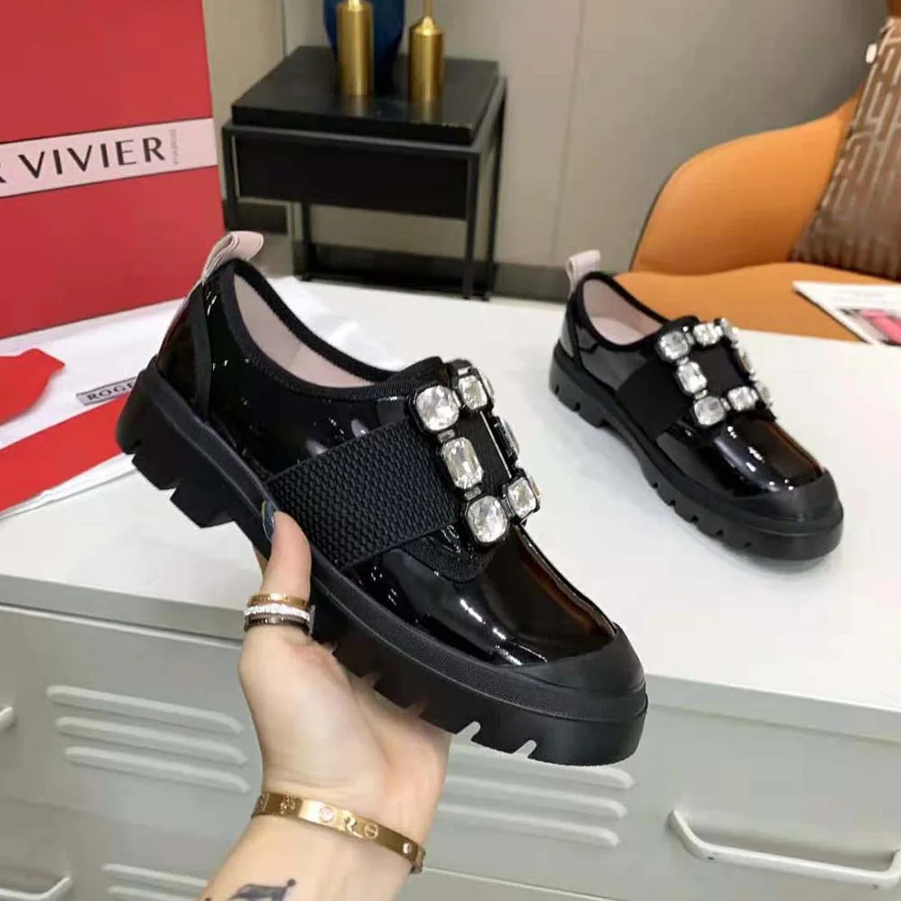 Roger Vivier Walky Viv' Strass Buckle Sneakers in Patent Leather for Women