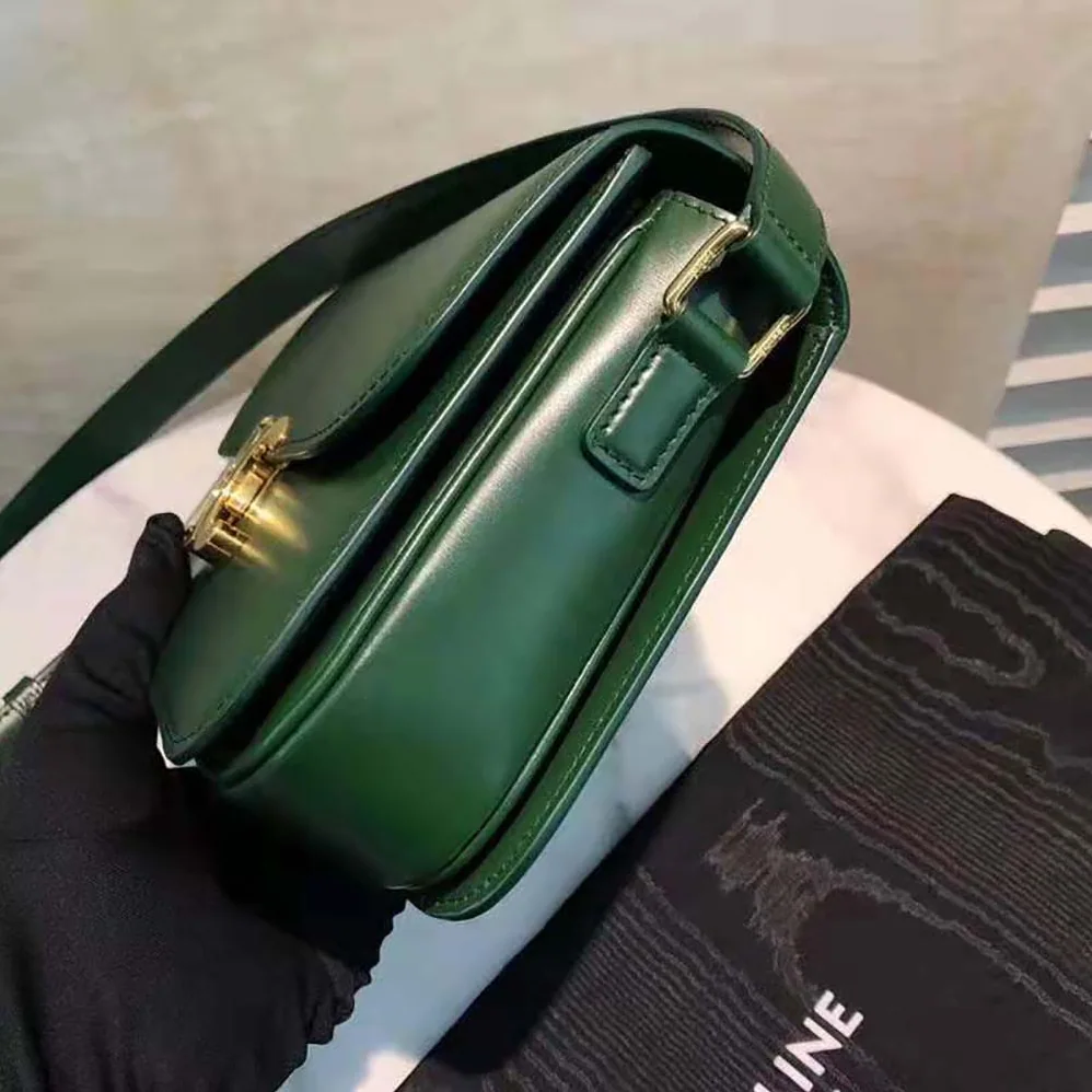 Celine Medium Triomphe Bag in Shiny Calfskin for Women in Green