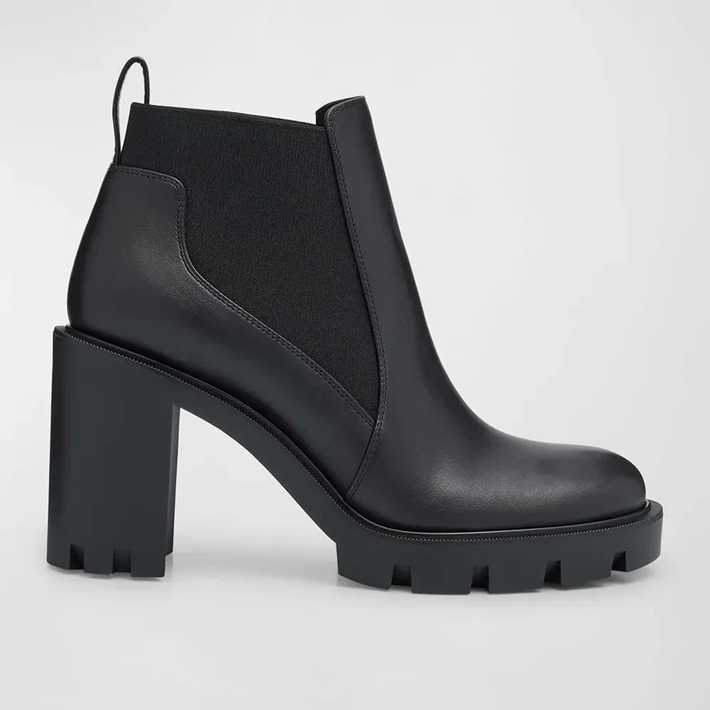 Christian Louboutin Marchacroche Leather Red Sole Chelsea Booties for Women