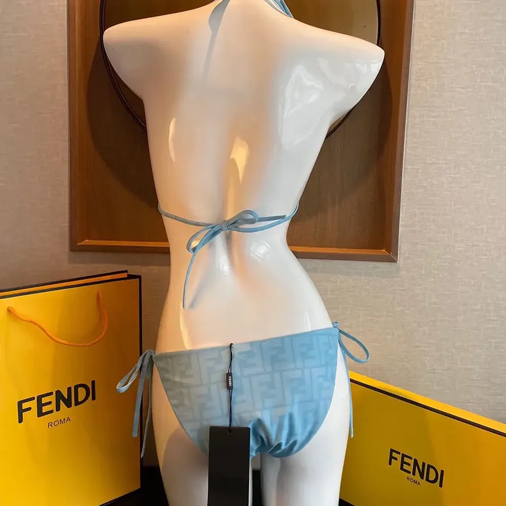 Fendi Swimsuit Blue Lycra Bikini for Women