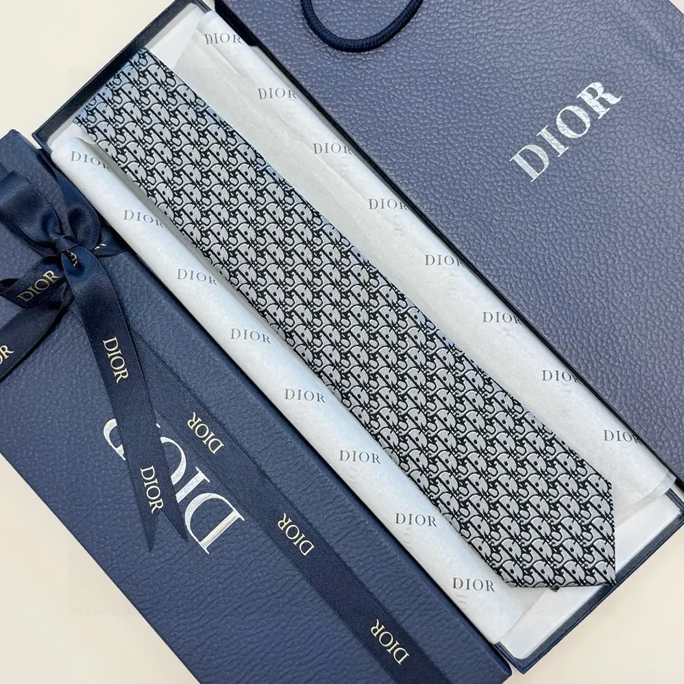 Dior Oblique Tie Gray Silk for Men