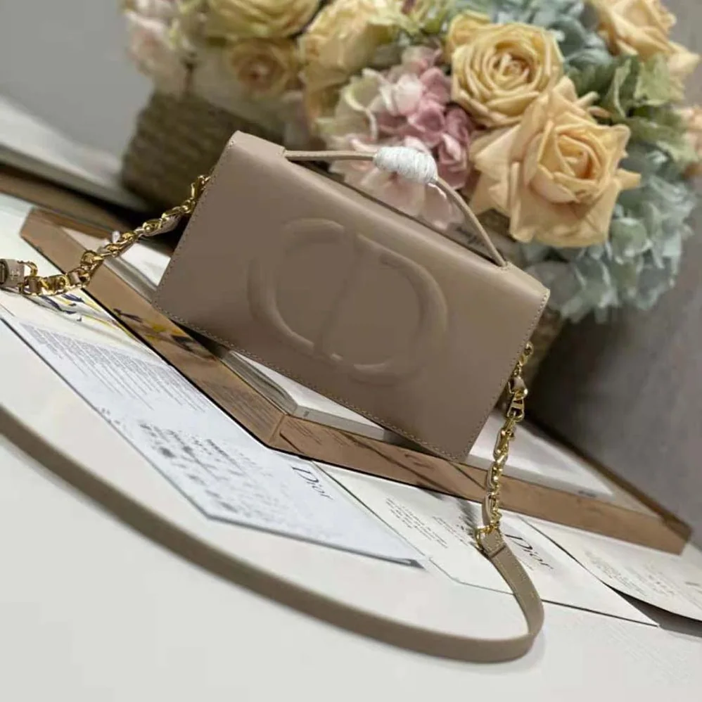 Dior CD Signature Mini Bag Powder Beige Calfskin with Embossed CD Signature for Women