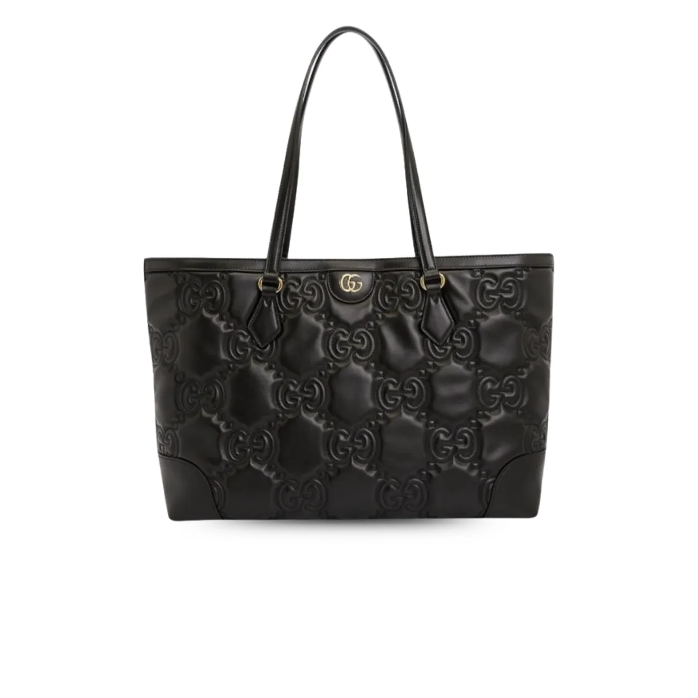 Gucci GG Matelasse Medium Tote Bag / Black Gold Hardware ? UM8IG 1000