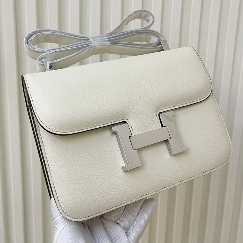 Hermes Constance 24 Bag Epsom Leather for Women in White/Silver