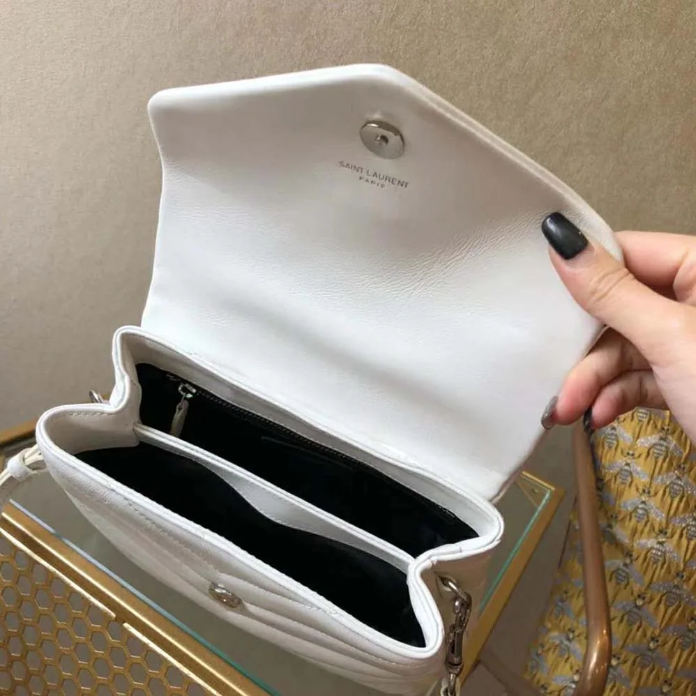 Saint Laurent YSL Small Loulou Bag Y Quilted Leather for Women in White Saint Laurent YSL Small Loulou Bag Y Quilted Leather for Women in White
