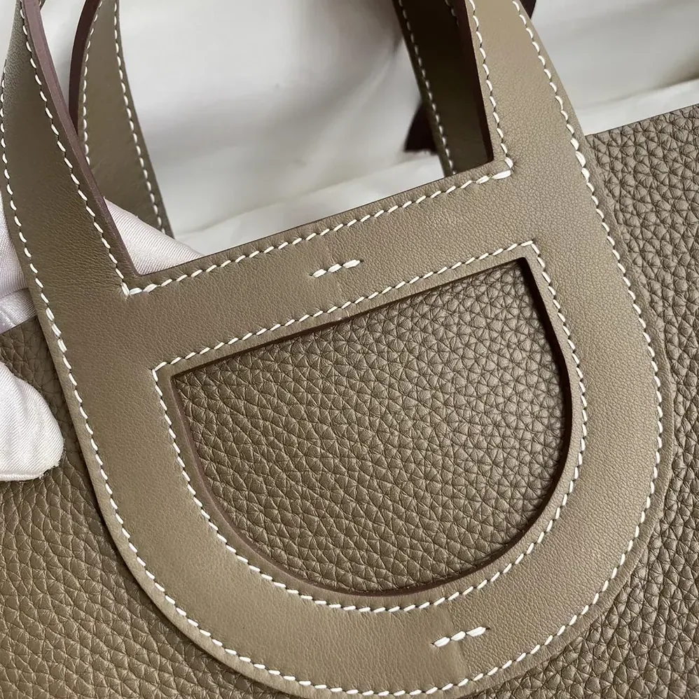 Hermes In the Loop 18 Handbag Clemence Leather for Women in Grey/Silver