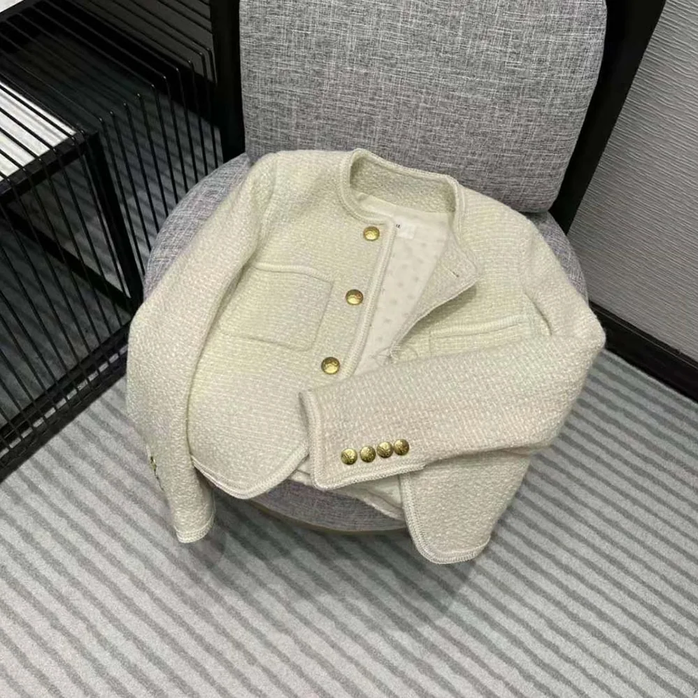 Celine Chasseur Jacket in Boucle Tweed for Women in White Celine Chasseur Jacket in Boucle Tweed for Women in White