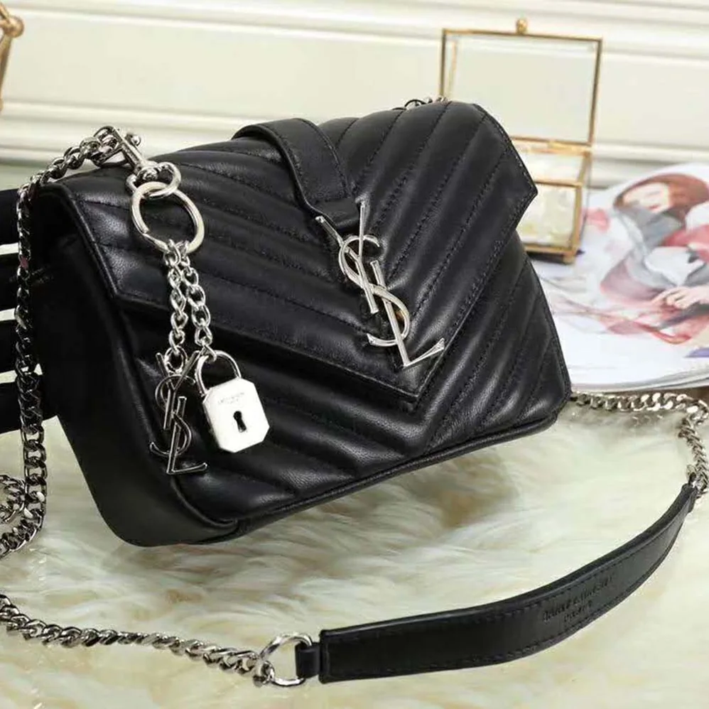 Saint Laurent YSL College Medium In Matelasse Leather for Women in Black