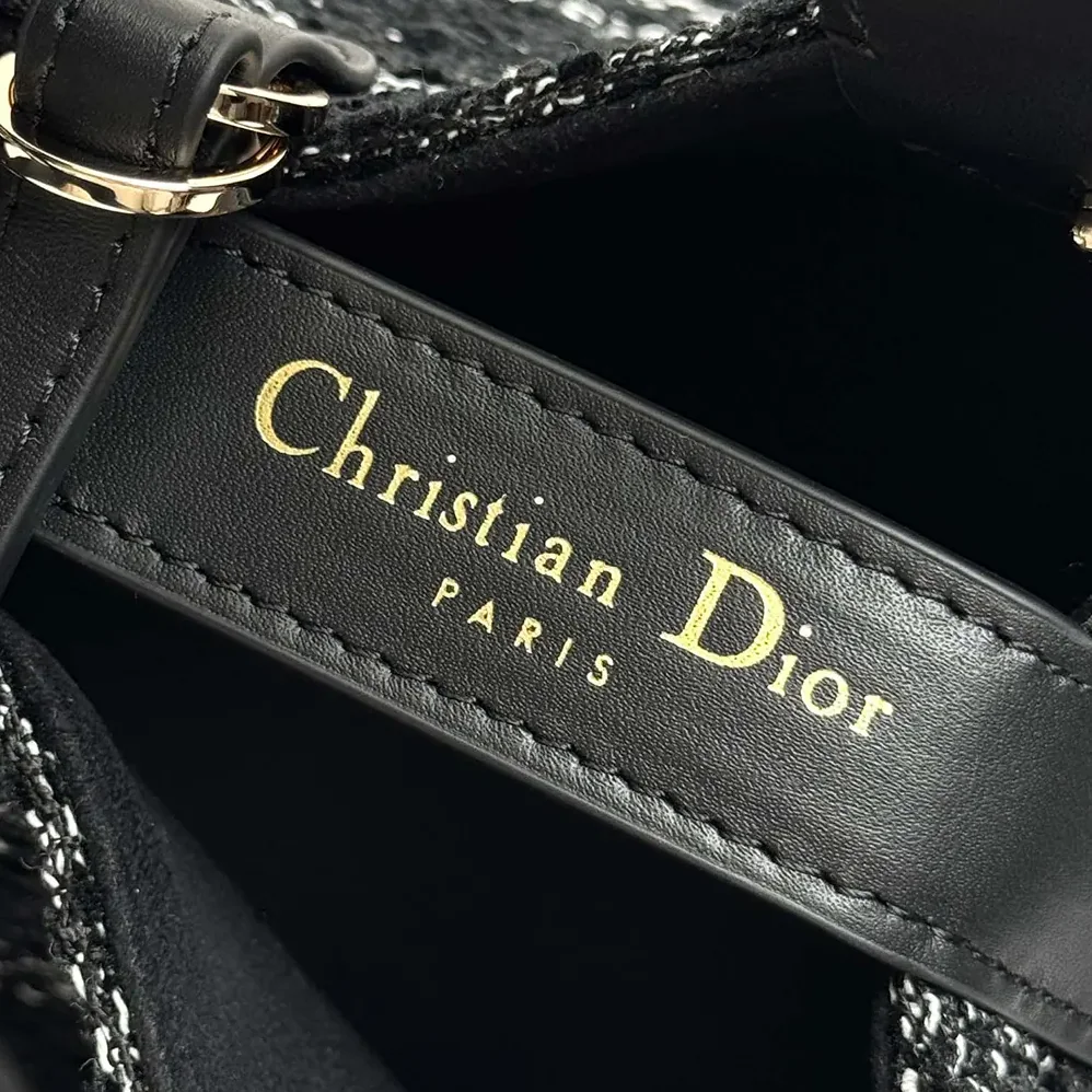 Dior Medium Dior Toujours Bag Black Tweed with White Cannage Motif for Women Dior Medium Dior Toujours Bag Black Tweed with White Cannage Motif for Women