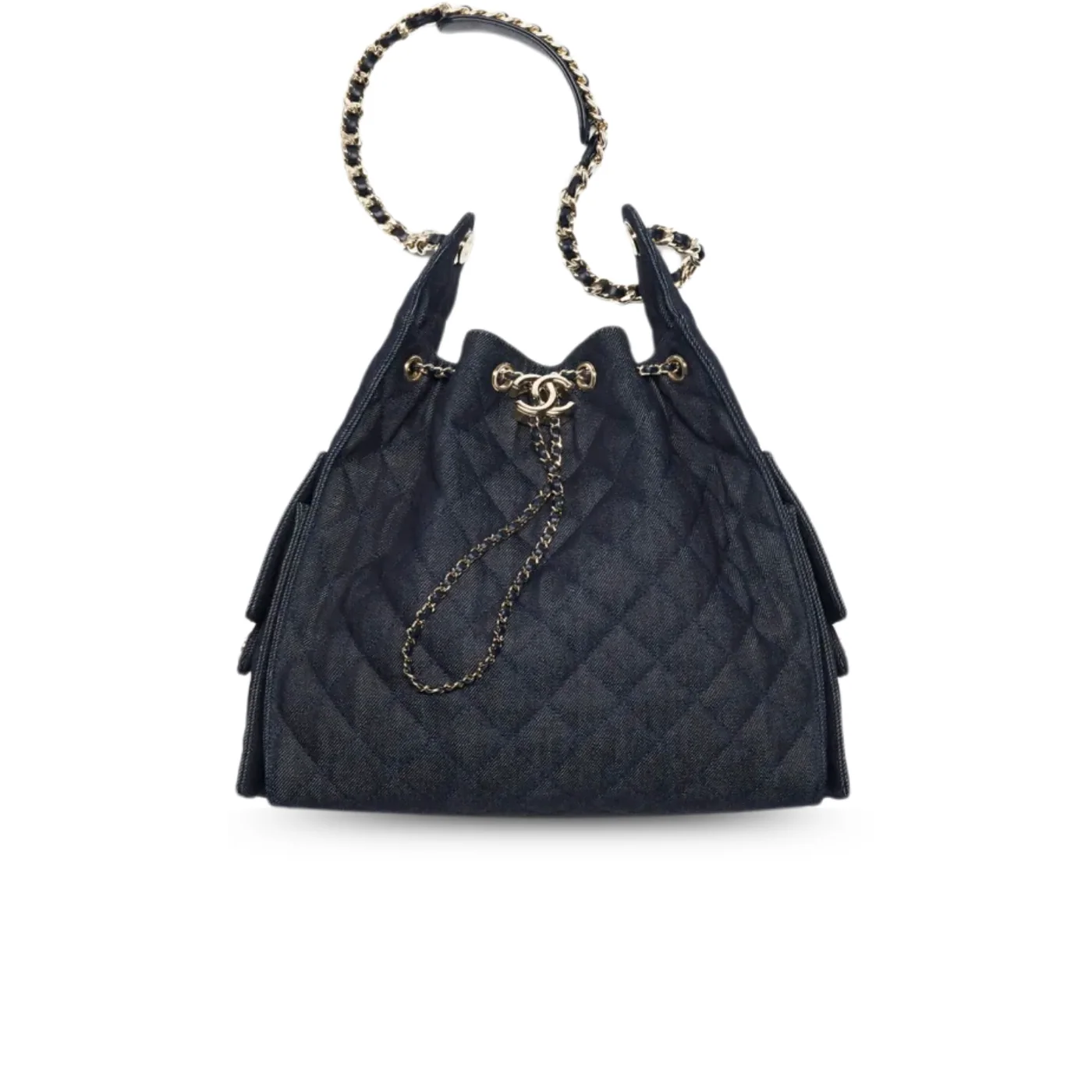Chanel 25 Medium Shoulder Bag in Dark Blue Gold Hardware