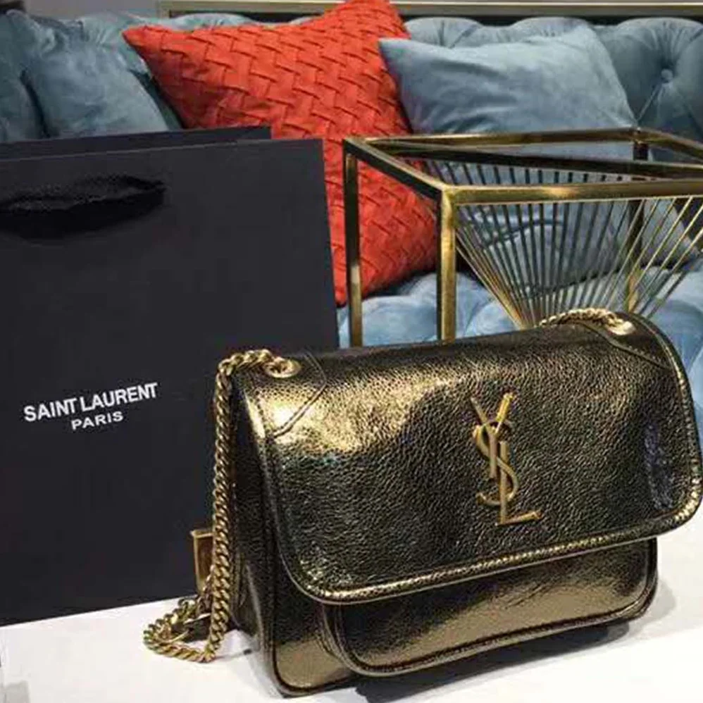 Saint Laurent YSL Niki Baby in Metallic Leather for Women in Black