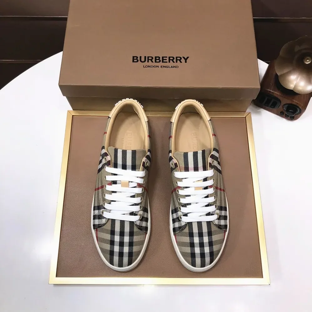 Burberry Check and Leather Sneakers-80497771 for Unisex