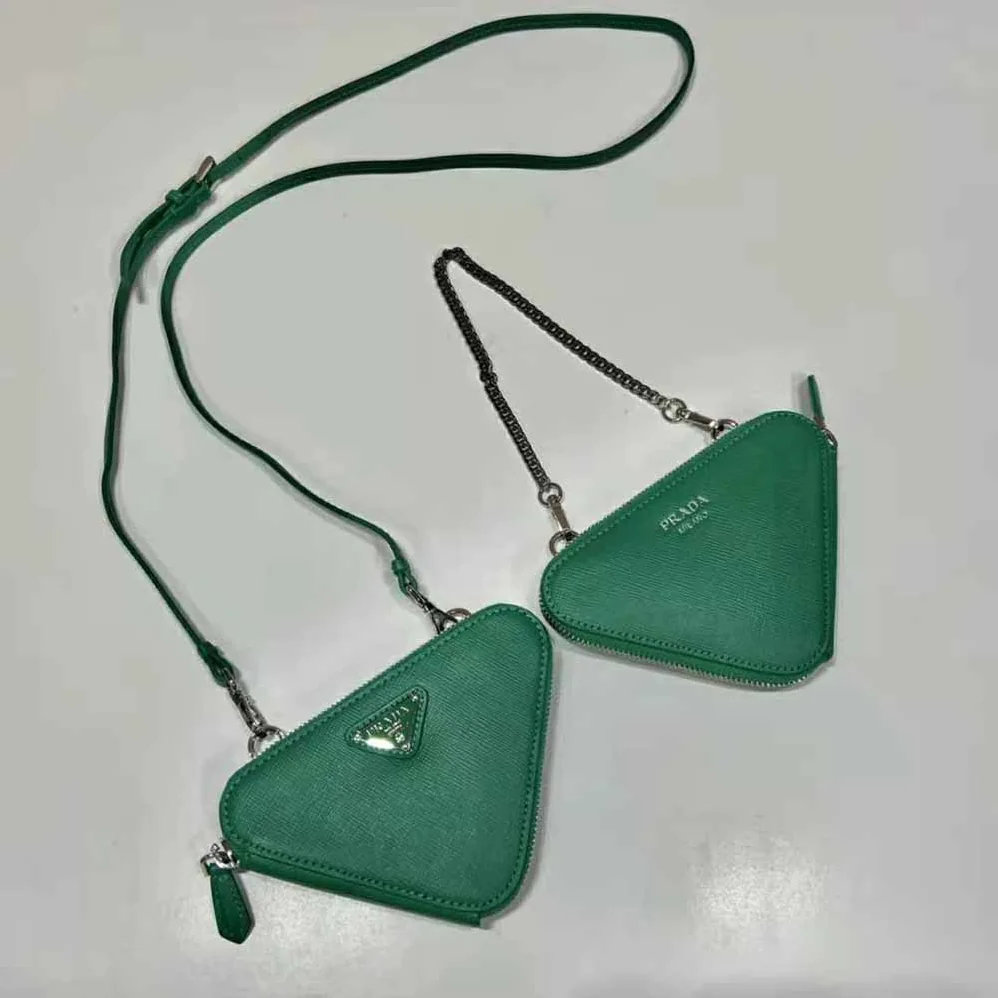 Prada Saffiano Leather Mini Pouch for Women in Green Prada Saffiano Leather Mini Pouch for Women in Green