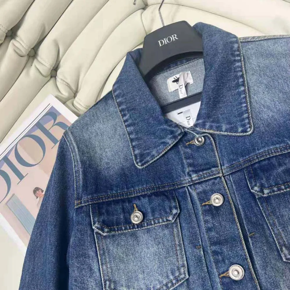 Dior Cropped Jacket Blue Stonewashed Cotton Denim for Women