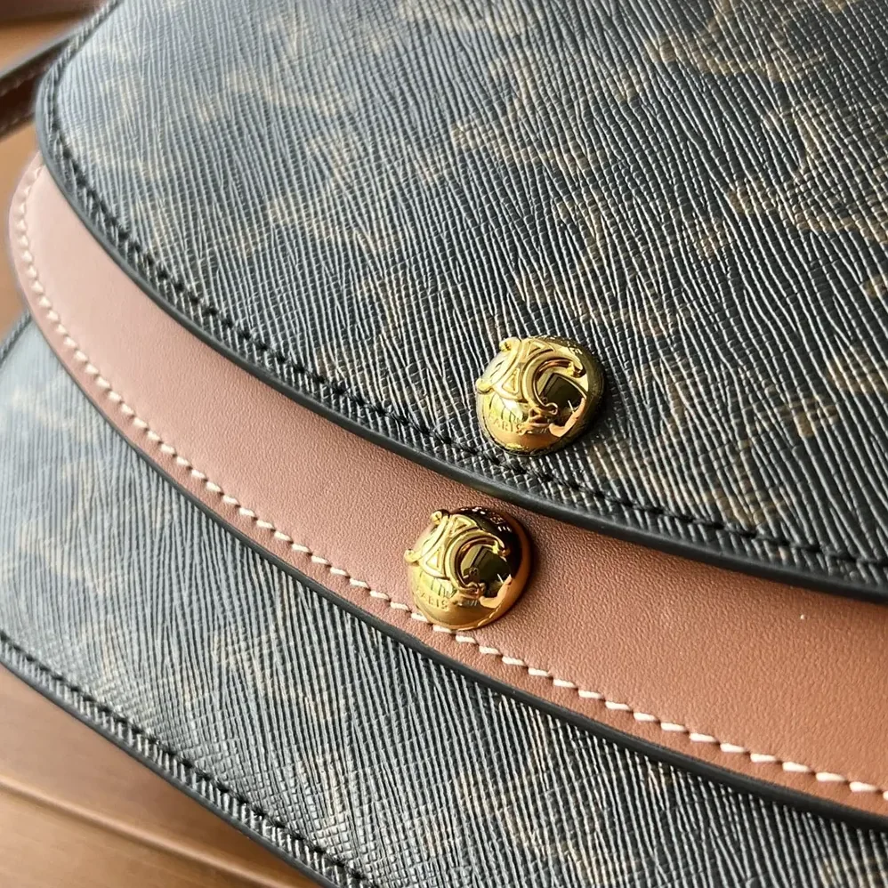 Celine Duo Wallet on Strap in Triomphe Canvas and Calfskin for Women