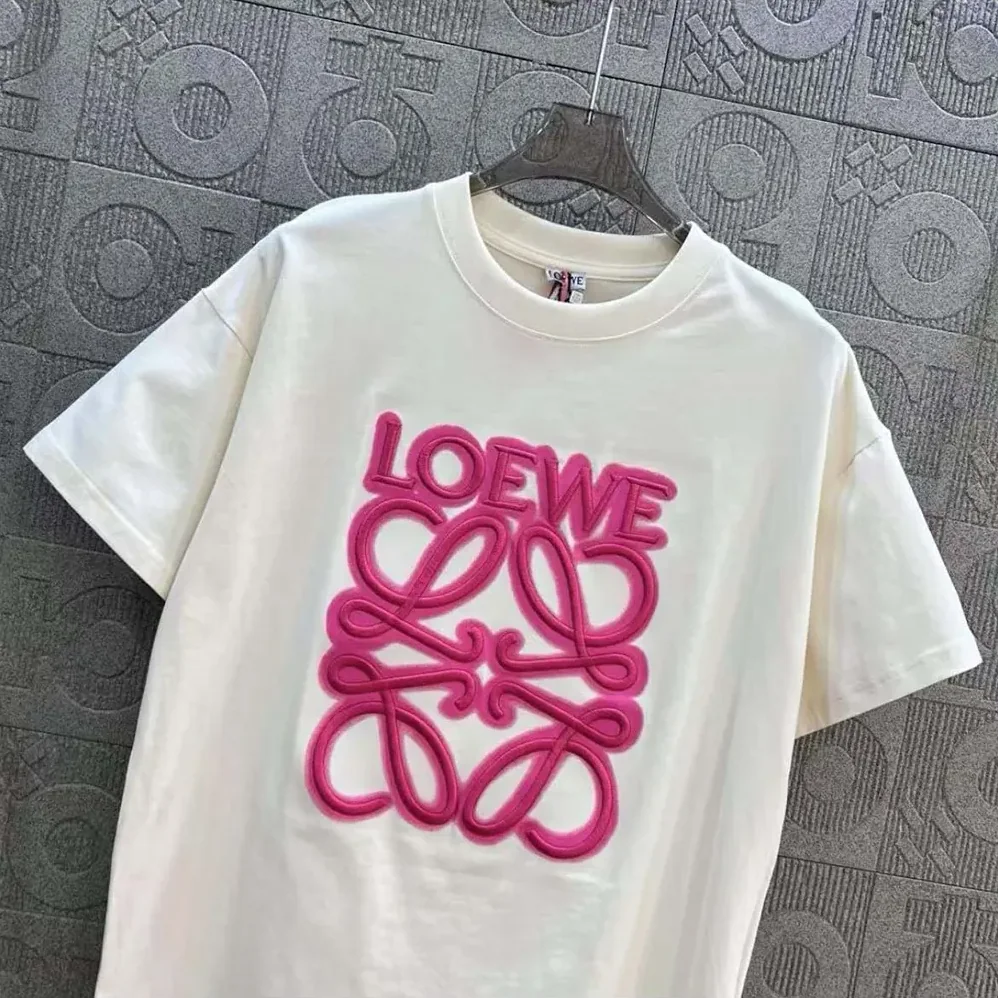 Loewe LOEWE Neon T-shirt in Cotton for Men in White/Pink