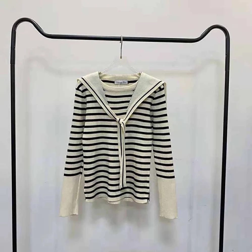 Dior Mariniere Sweater with Removable Collar for Women