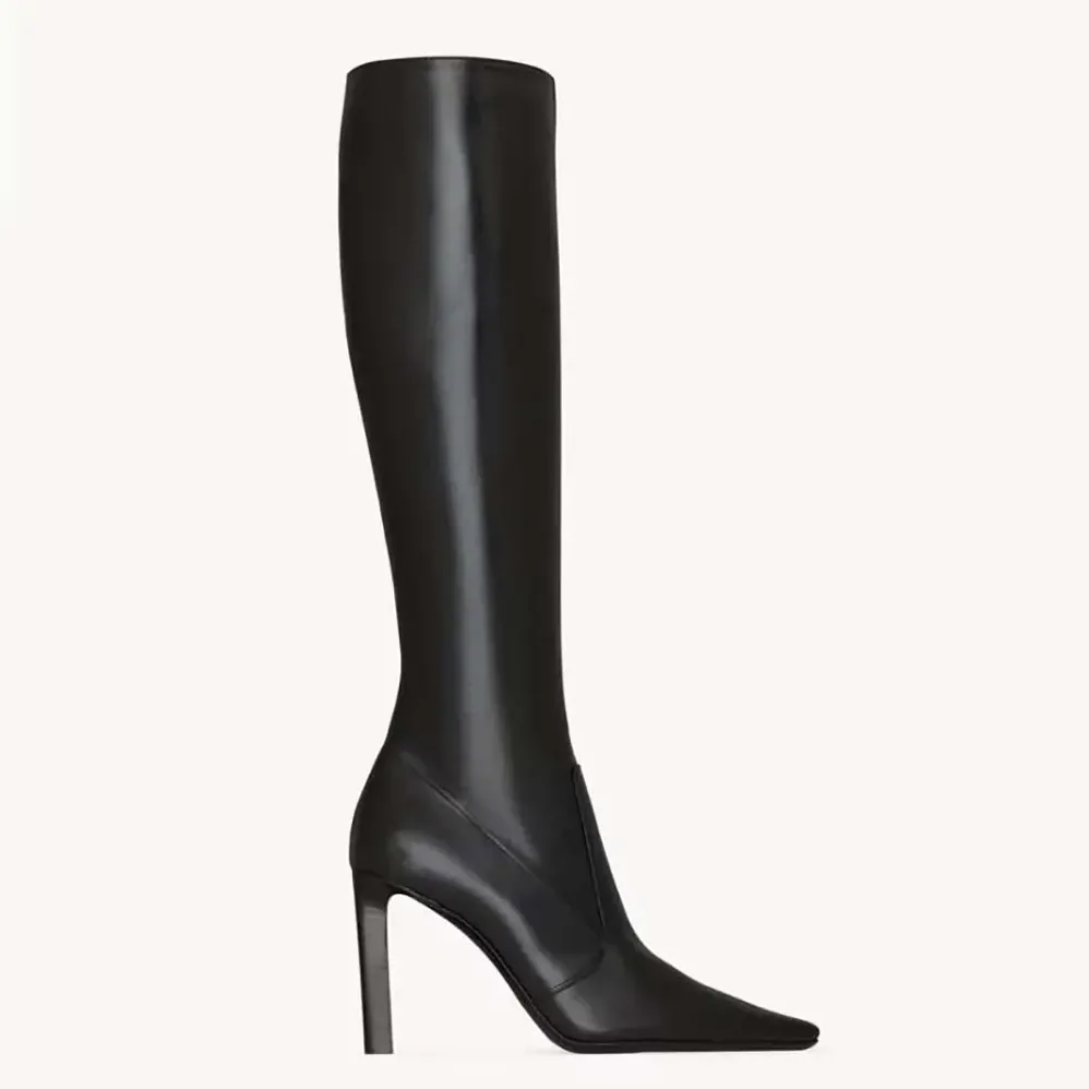 Saint Laurent YSL Francoise Boots In Smooth Leather for Women in Black