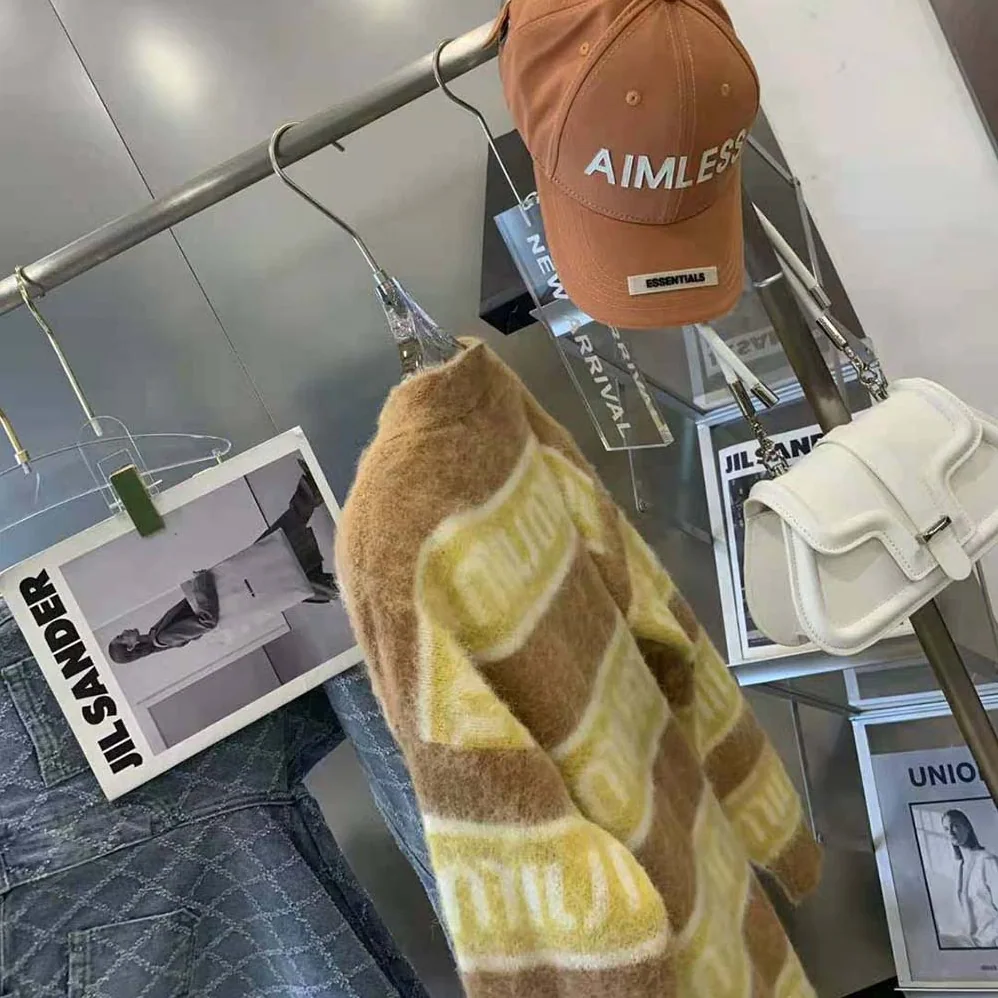 Miu Miu Oversized Mohair Cardigan with Intarsia Logo for Women in Yellow