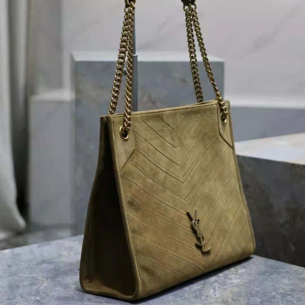 Saint Laurent YSL Niki Medium Shopping Bag in Suede for Women in Green Saint Laurent YSL Niki Medium Shopping Bag in Suede for Women in Green