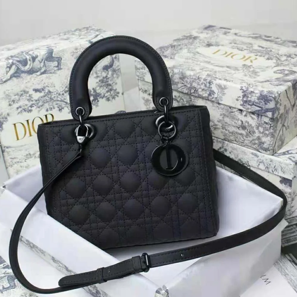 Dior Medium Lady Dior Bag Black Ultramatte Cannage Calfskin for Women Dior Medium Lady Dior Bag Black Ultramatte Cannage Calfskin for Women