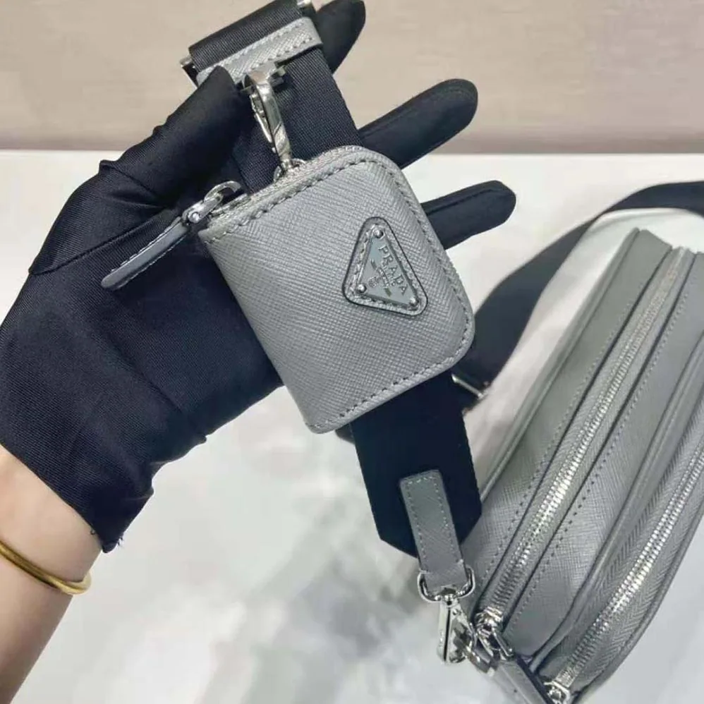 Prada Saffiano Leather Shoulder Bag for Men in Gray