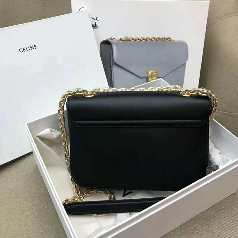 Celine Medium C Bag in Shiny Calfskin for Women in Black Celine Medium C Bag in Shiny Calfskin for Women in Black