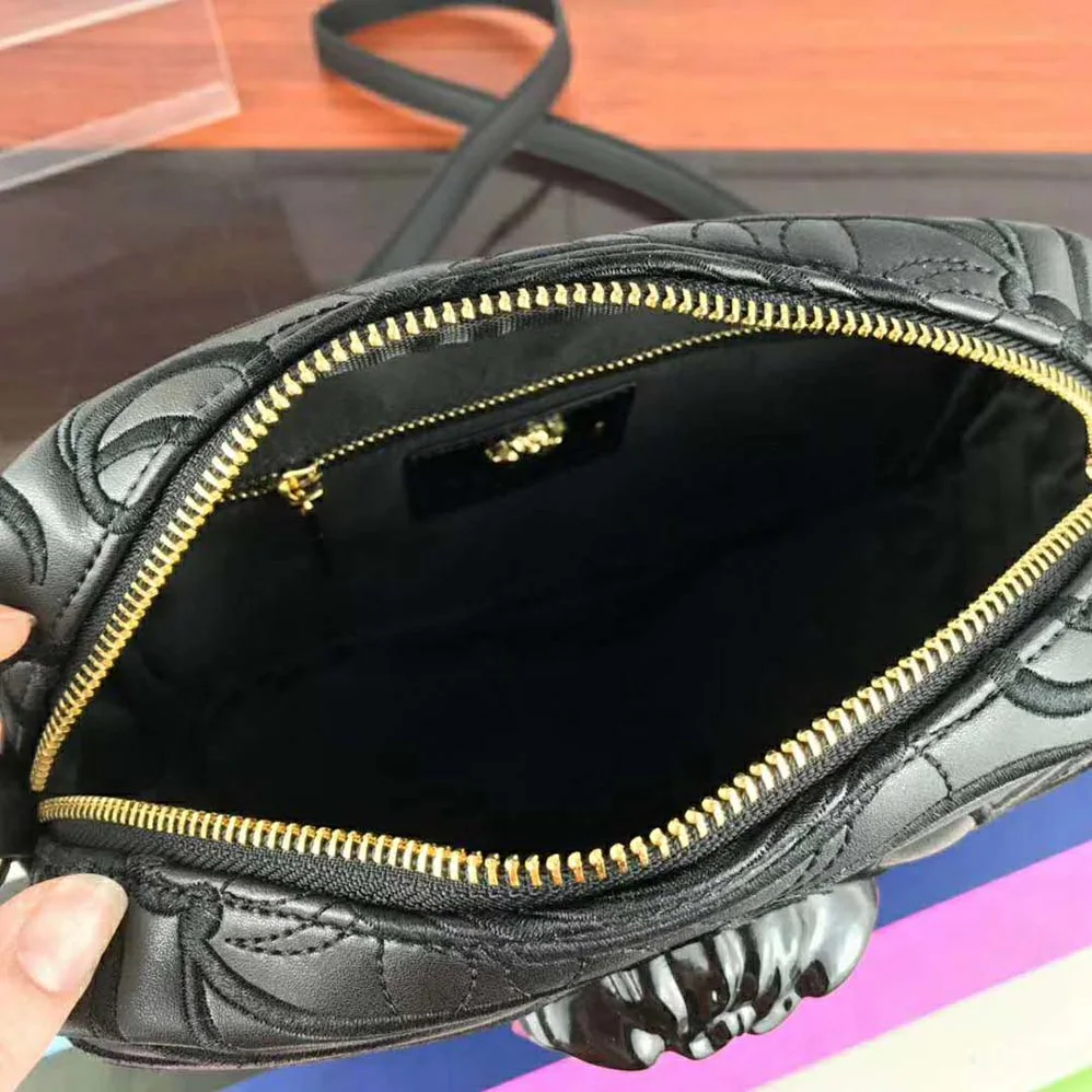 Versace Embroidered Baroque Shoulder Bag for Women in Black Versace Embroidered Baroque Shoulder Bag for Women in Black