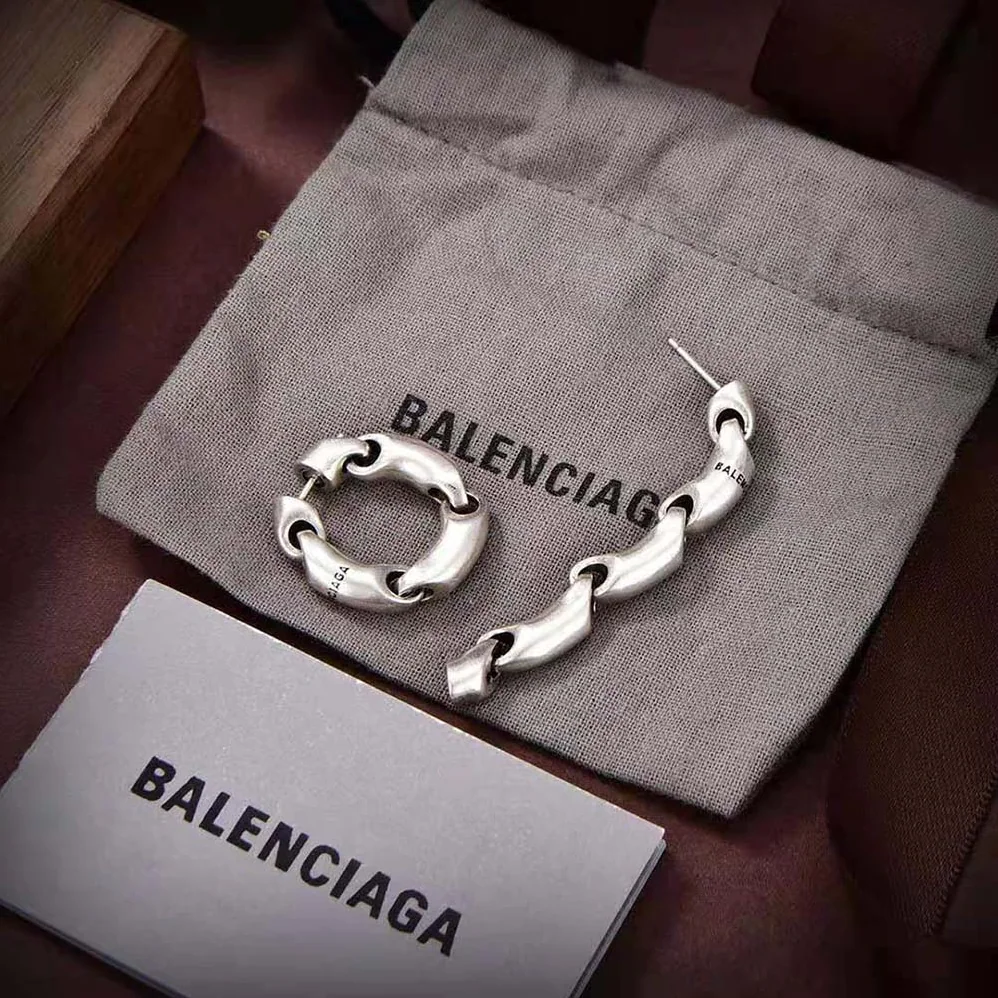 Balenciaga Solid 2.0 Earrings in Silver Brass for Women