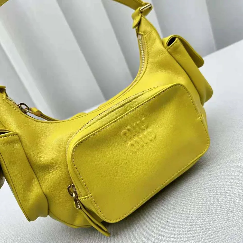 Miu Miu Nappa Leather Pocket Bag for Women in Yellow