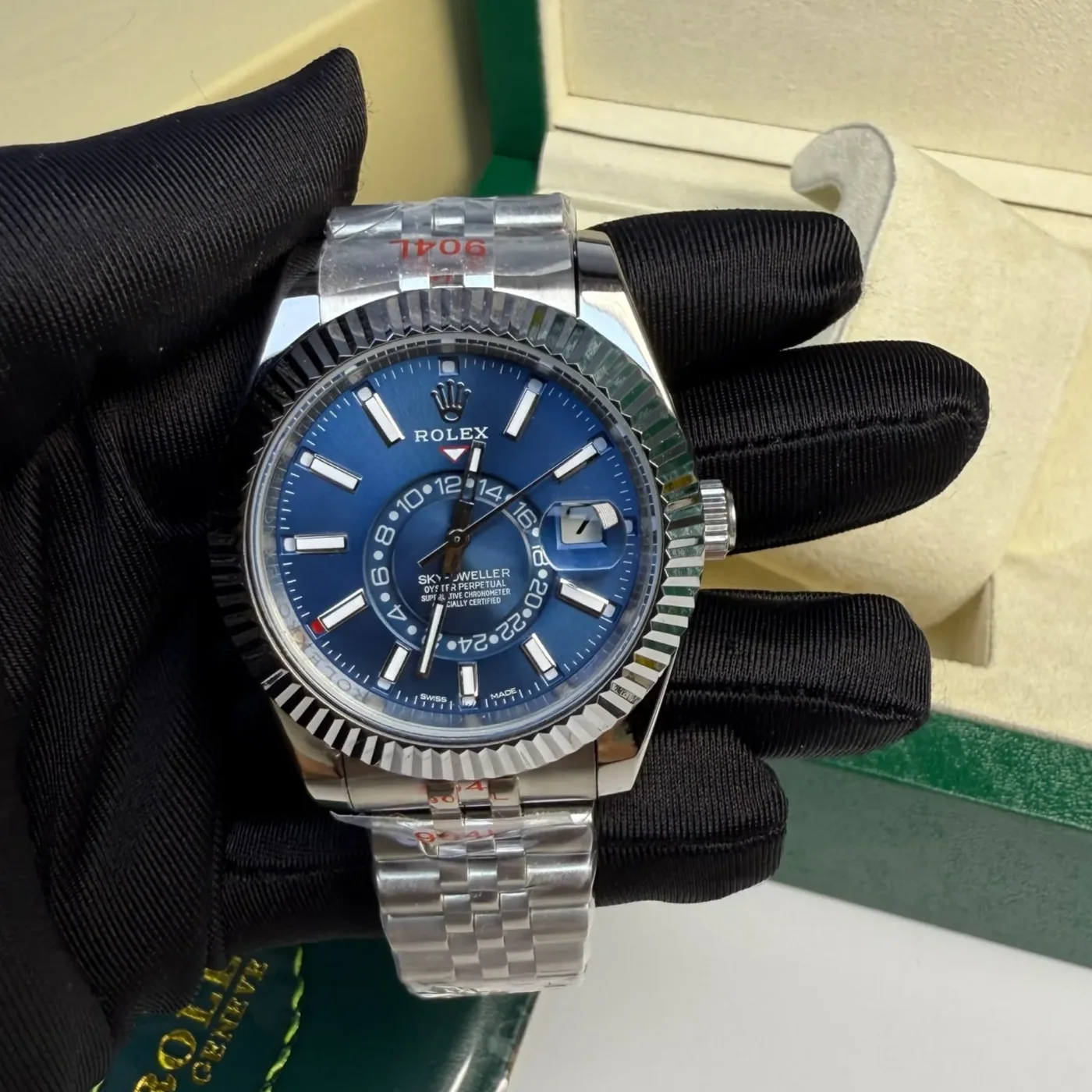 Rolex Sky Dweller Watch Silver Toned Blue Dial Rolex Sky Dweller Watch Silver Toned Blue Dial