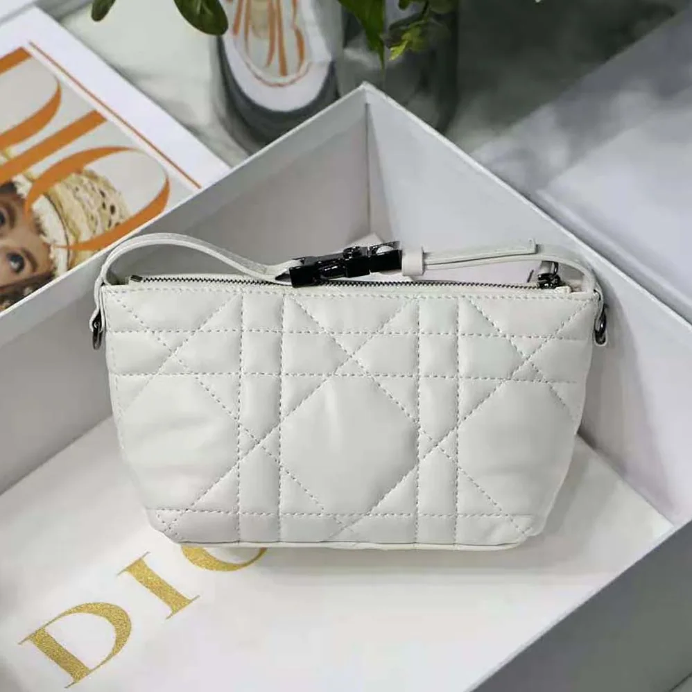 Dior Small Diortravel Nomad Pouch Latte Macrocannage Calfskin for Women