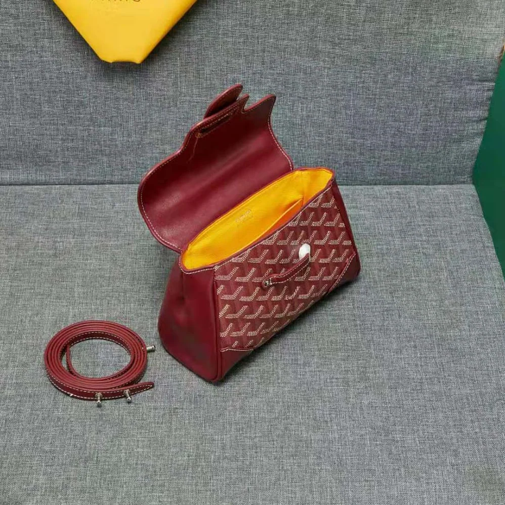 Goyard Sac Saïgon Souple Mini in Toile Goyardine & Chevroches Calfskin for Women in Maroon Goyard Sac Saïgon Souple Mini in Toile Goyardine & Chevroches Calfskin for Women in Maroon