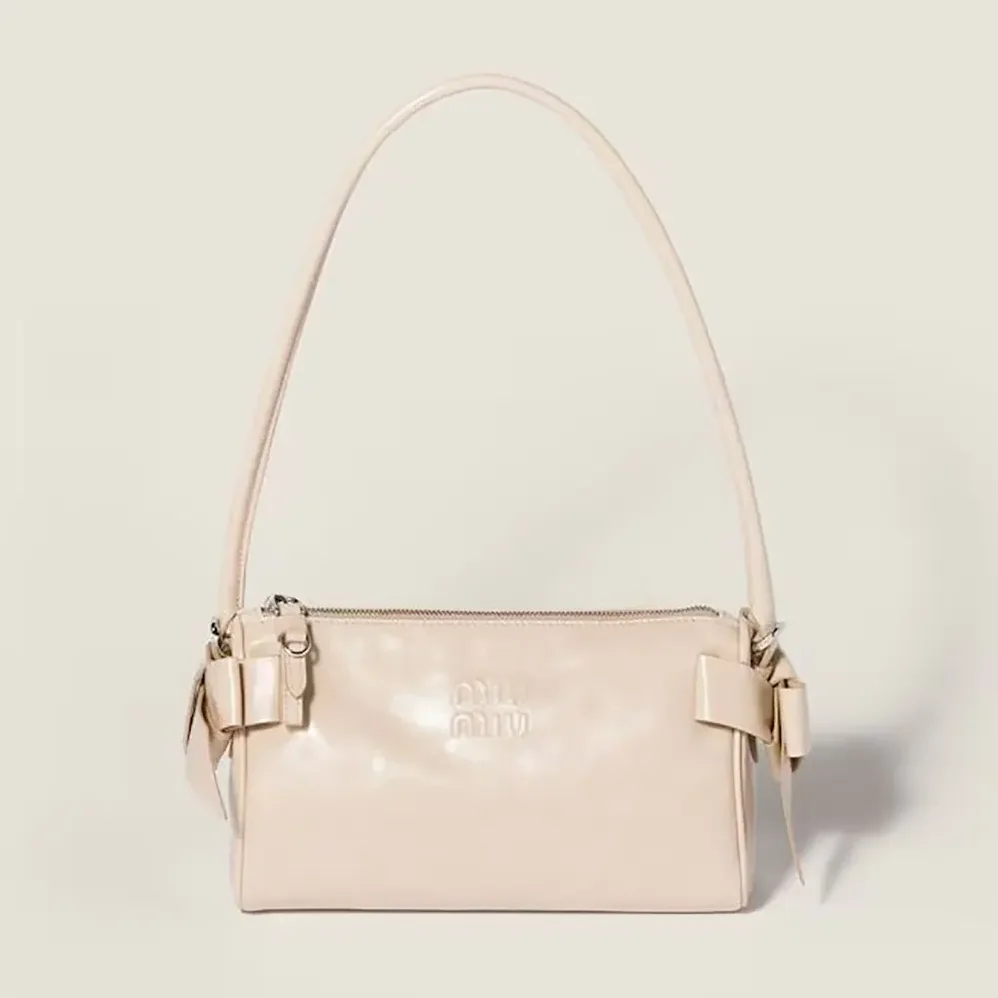 Miu Miu Shiny Leather Pouch for Women in Pink Miu Miu Shiny Leather Pouch for Women in Pink
